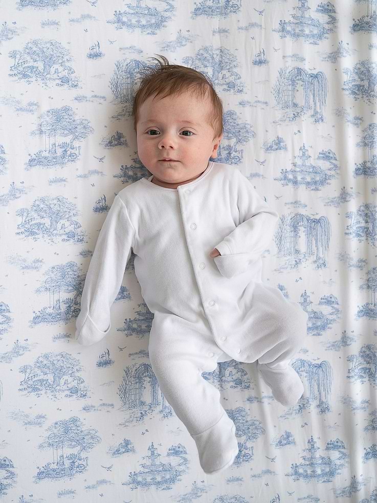 Image number 6 showing, The Gilded Bird Spring Toile Blue Fitted Crib Sheet