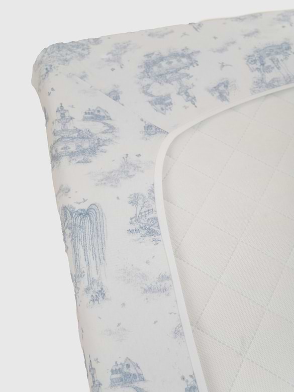 The Gilded Bird Spring Toile Blue Fitted Crib Sheet