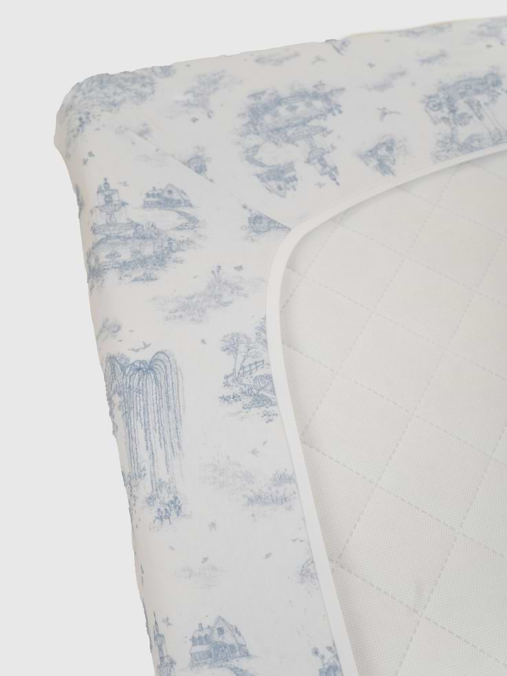Image number 3 showing, The Gilded Bird Spring Toile Blue Fitted Crib Sheet