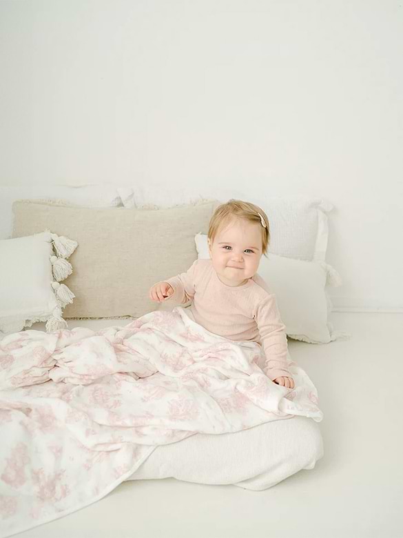 The Gilded Bird Spring Toile Bamboo Baby Blanket
