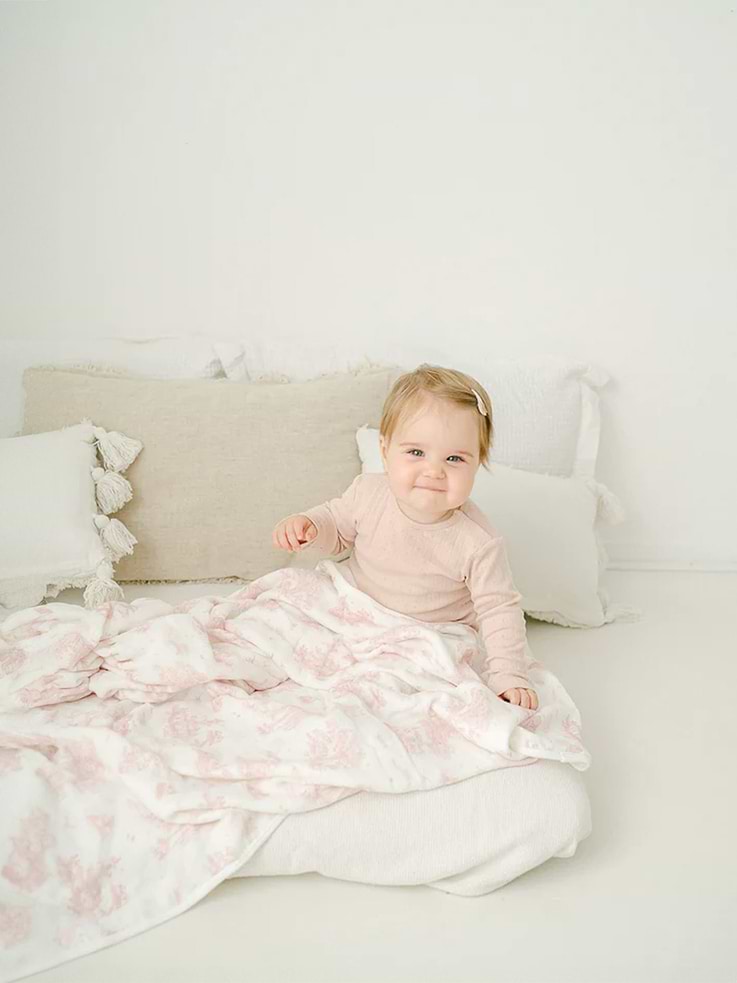 Image number 6 showing, The Gilded Bird Spring Toile Bamboo Baby Blanket