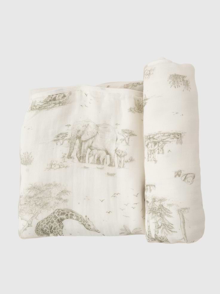 Image number 1 showing, The Gilded Bird Safari Toile Bamboo Baby Blanket