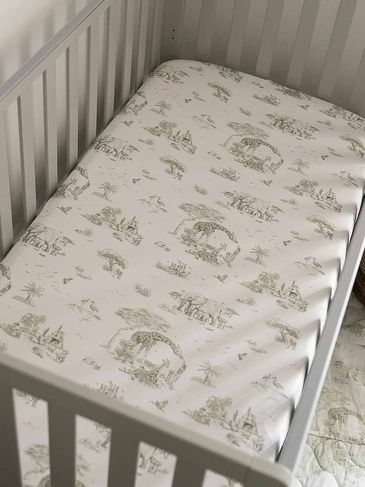 Image number 6 showing, The Gilded Bird Safari Toile Fitted Crib Sheet