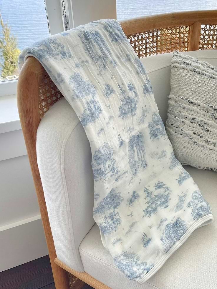 Image number 4 showing, The Gilded Bird Spring Toile Bamboo Baby Blanket