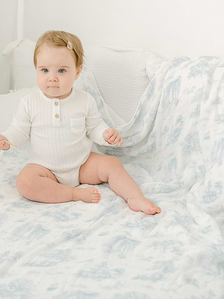 Image number 5 showing, The Gilded Bird Spring Toile Bamboo Baby Blanket