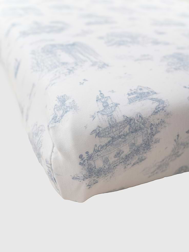 Image number 2 showing, The Gilded Bird Spring Toile Blue Fitted Crib Sheet