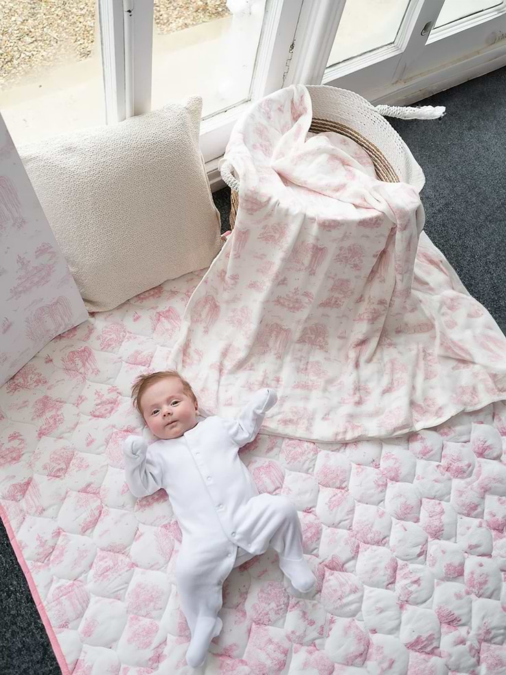 Image number 3 showing, The Gilded Bird Spring Toile Bamboo Baby Blanket