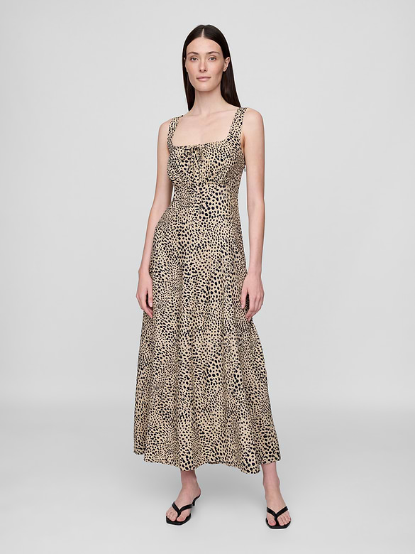Linen-Blend Maxi Dress