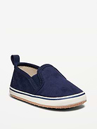 Image 1 of 5, linen-blend or faux-suede upper, webbed goring at sides, cushioned foot bed, contrasting midsole, gripper dots at outsole, pull tab at heel, Product #688499