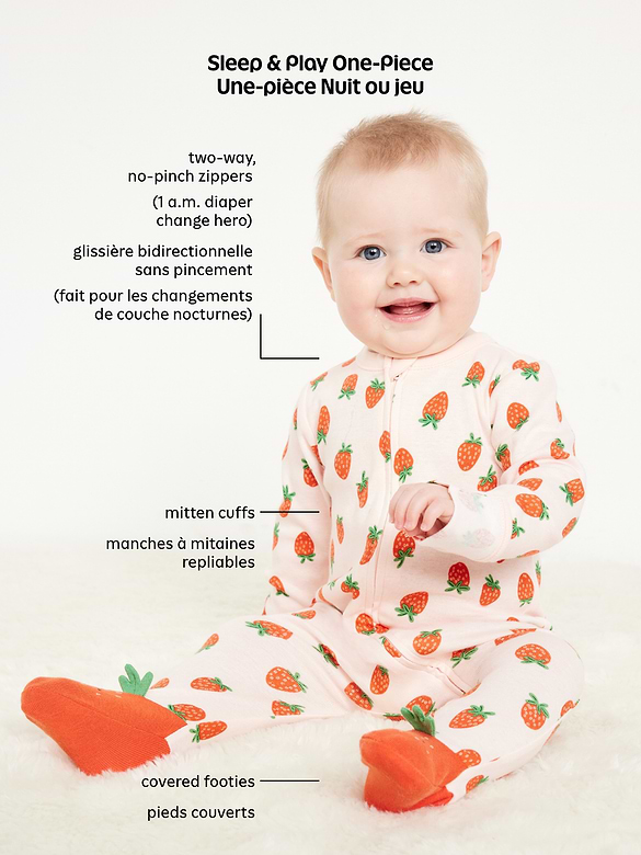 Unisex 2-Way-Zip Sleep & Play Rib-Knit Footed One-Piece for Baby