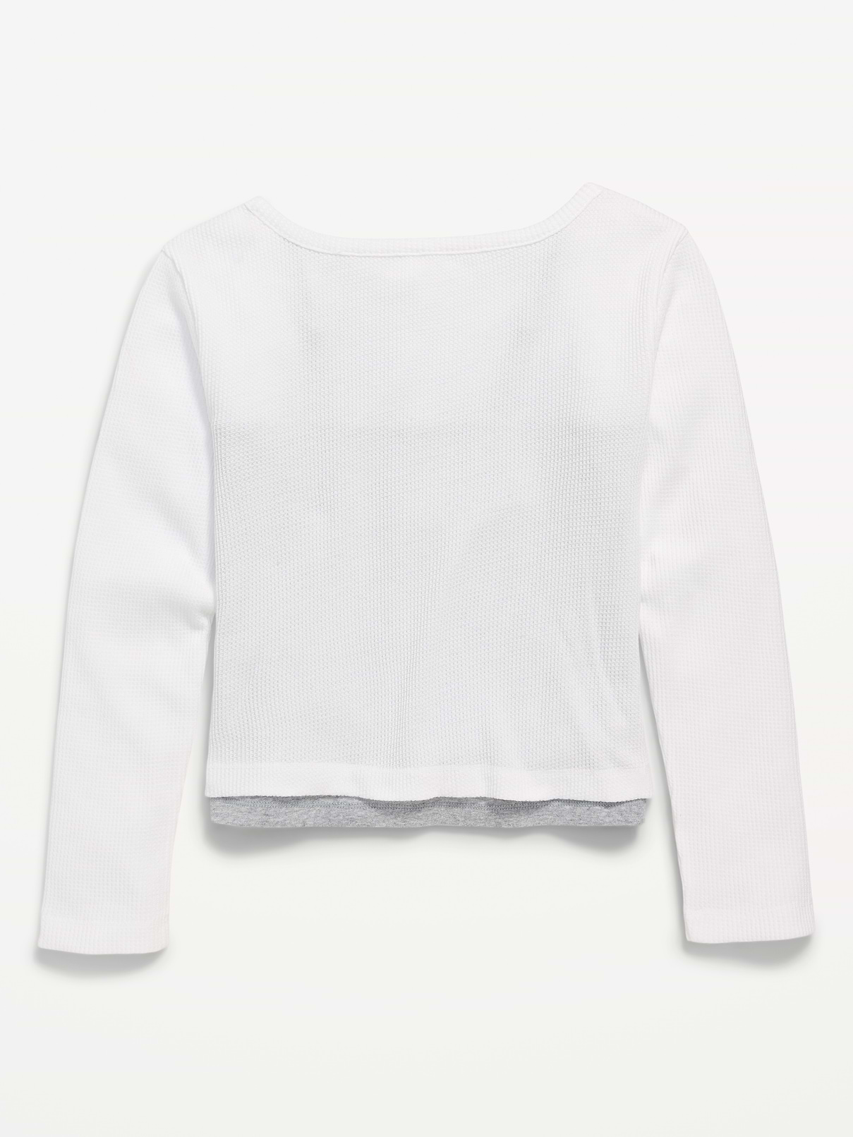 Image number 3 showing, Long-Sleeve 2-In-1 Fitted Henley Top for Girls