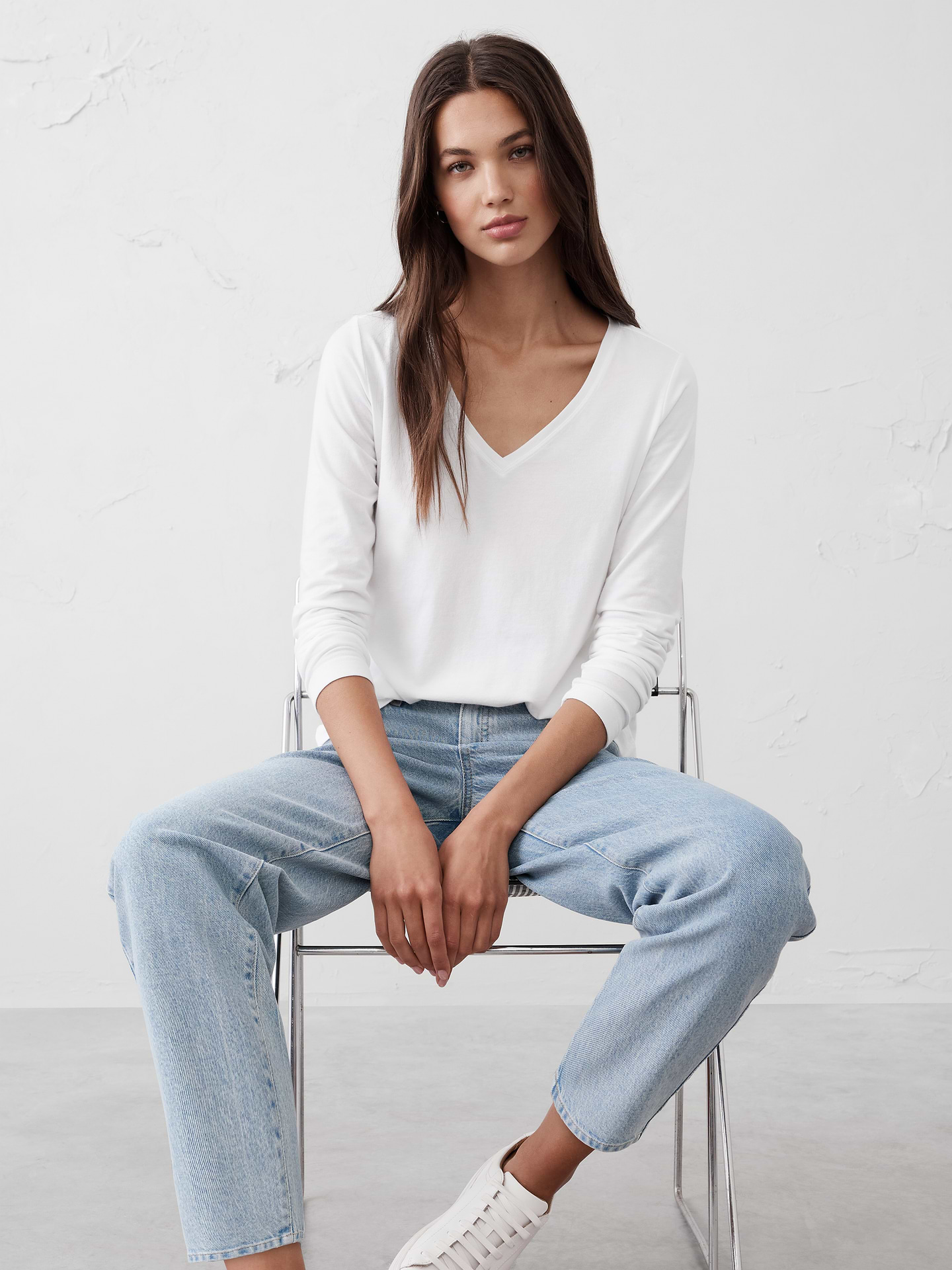 Image number 1 showing, Timeless Long-Sleeve V-Neck T-Shirt