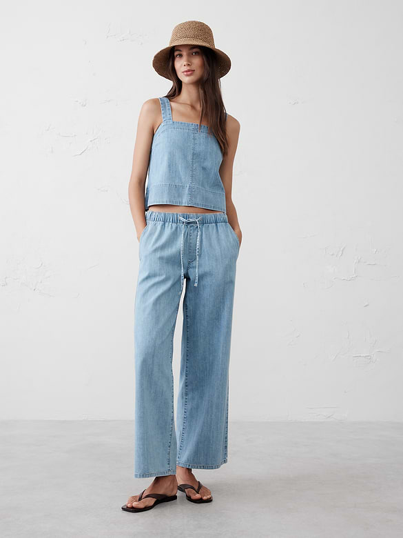 Denim Topstitch Tank