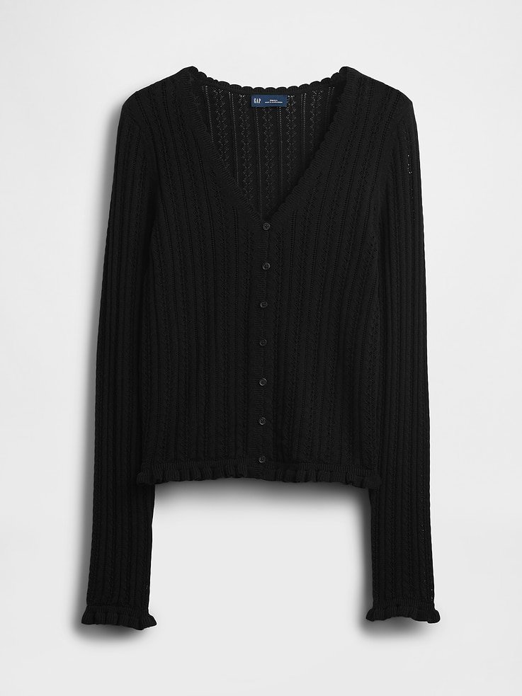 L'image numéro 5 présente Cardigan en tricot pointelle 100 % coton