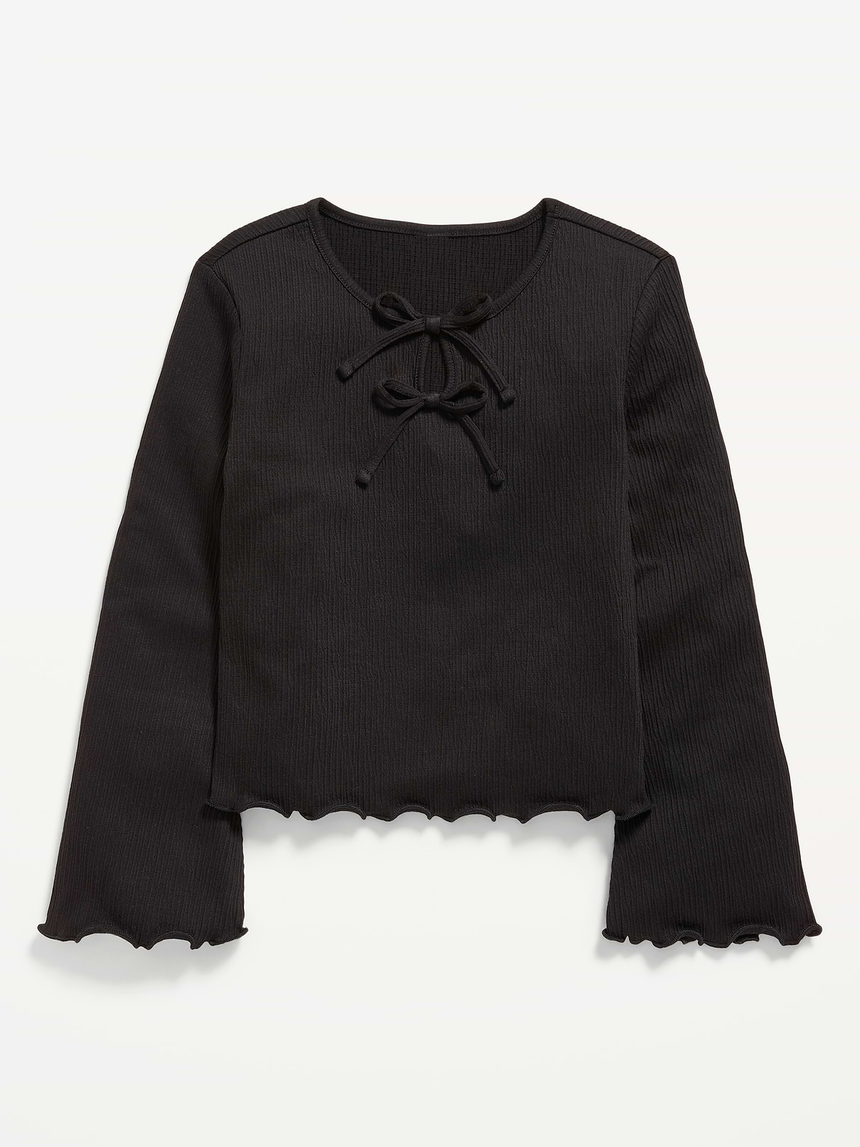 Image number 2 showing, Long-Sleeve Tie-Bow Front Top for Girls