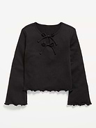 Image number 2 showing, Long-Sleeve Tie-Bow Front Top for Girls