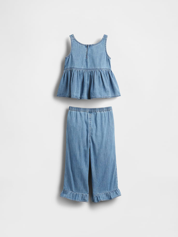 Image number 3 showing, Baby & Toddler Denim Ruffle Outfit Set