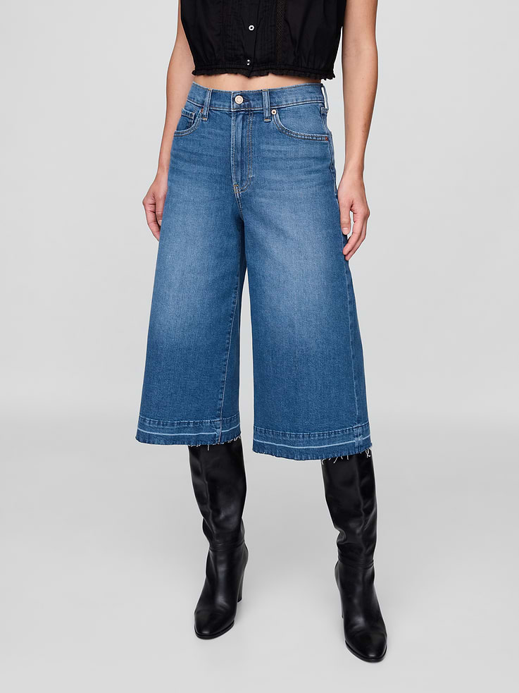 Image number 2 showing, High Rise Culotte Jeans