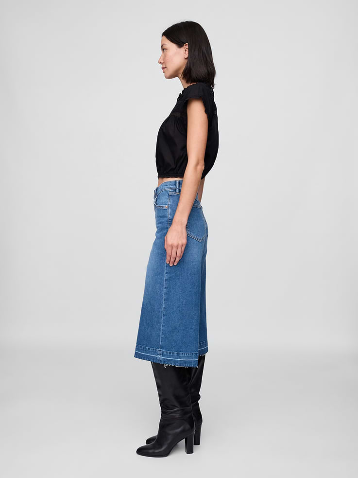 Image number 3 showing, High Rise Culotte Jeans
