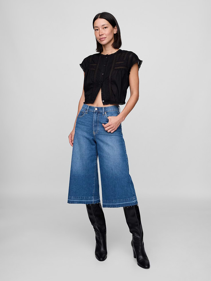 Image number 1 showing, High Rise Culotte Jeans