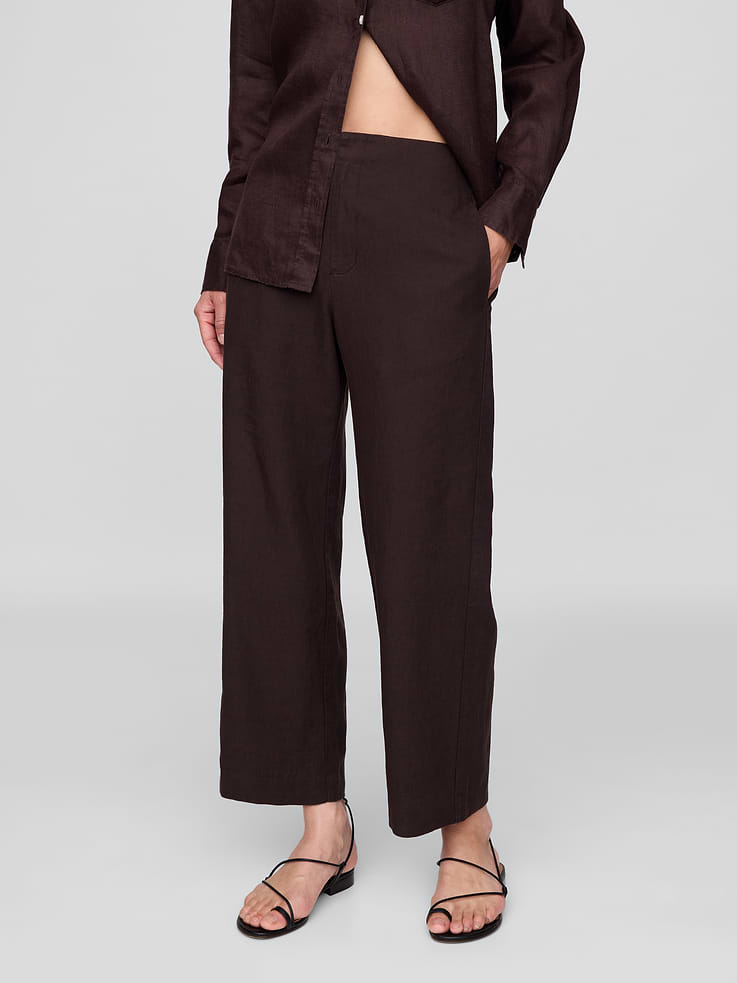 Image number 2 showing, Linen-Blend Relaxed Straight Ankle Pants