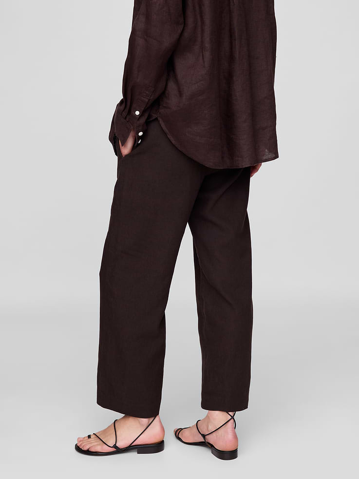 Image number 4 showing, Linen-Blend Relaxed Straight Ankle Pants