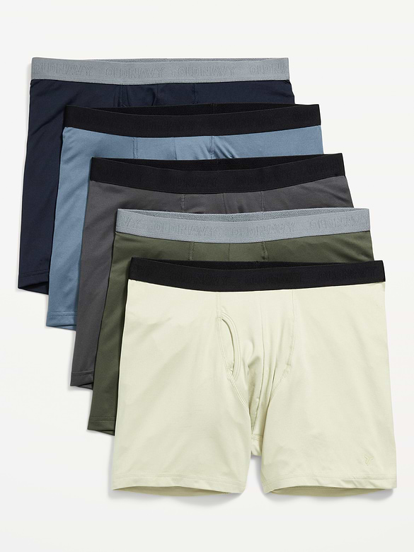 5-Pack Go-Dry Cool Performance Boxer Briefs -- 5-inch inseam