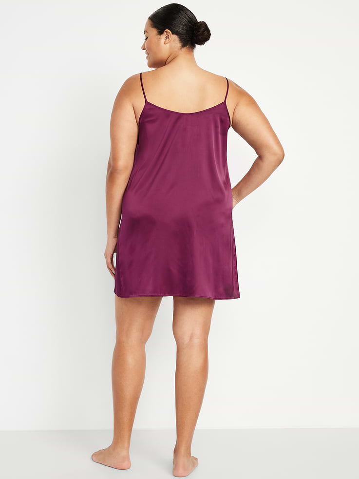 Image 8 of 8, Lace-Trim Satin Nightgown