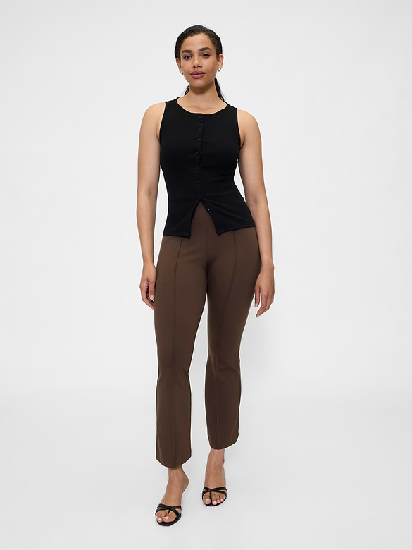 High Rise Ponte Flare Crop Pants