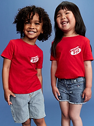 Image 1 of 5, Two icons, together at last. Family matching for the crew!, crew neck, short sleeves, small-scale licensed graphic at front, large-scale licensed graphic at back, Disney©, Product #755104
