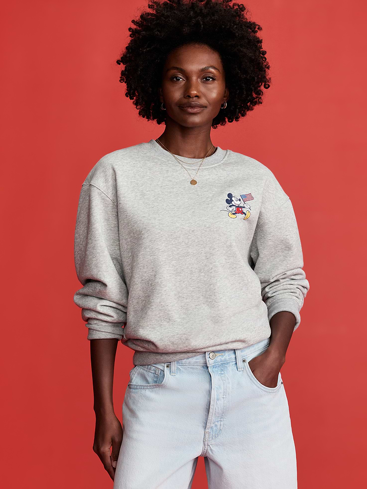 Image number 1 showing, Old Navy x Disney© Mickey Mouse Oversized Flag Logo-Graphic Sweatshirt