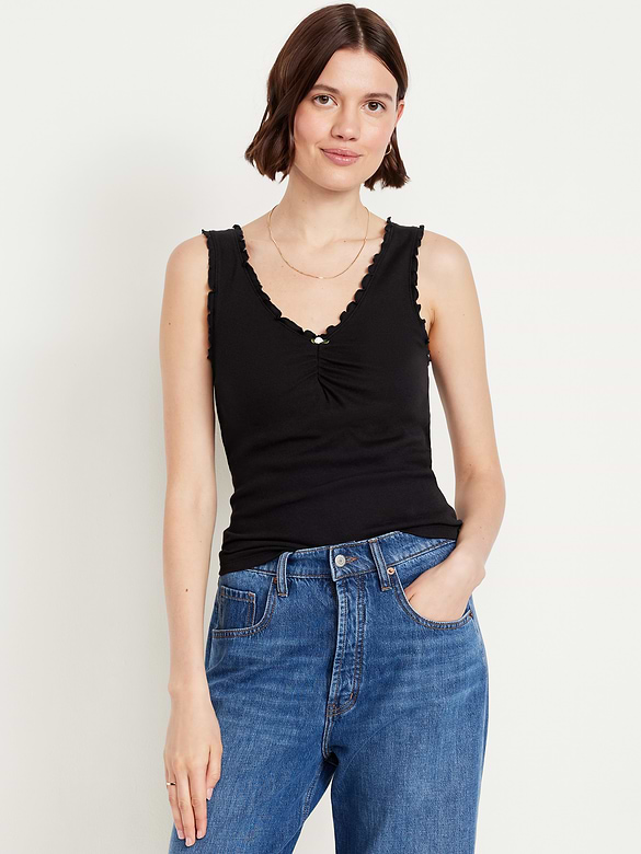 Cinched Rib-Knit Tank Top