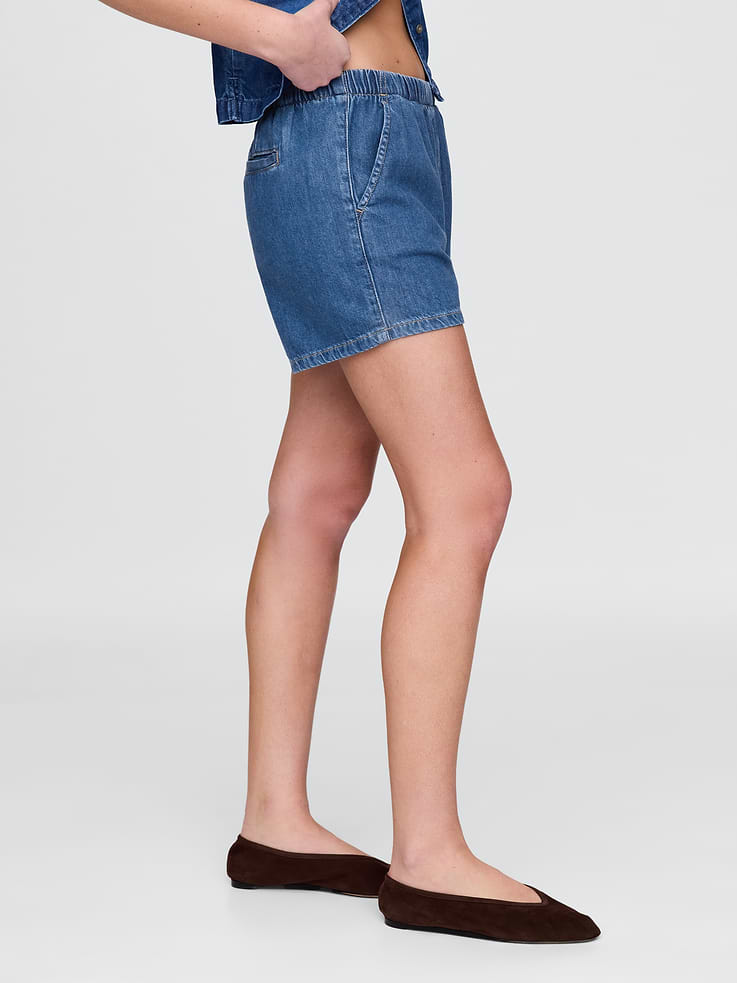 Image 3 of 9, Mid Rise UltraSoft Denim Easy Boxer Shorts