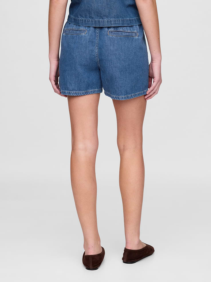 Image 4 of 9, Mid Rise UltraSoft Denim Easy Boxer Shorts