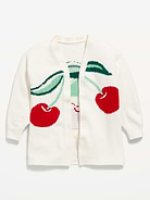 Image number 1 showing, SoSoft Open-Front Graphic Tunic Sweater for Toddler Girls