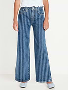 Image number 1 showing, Printed High-Waisted Baggy Wide-Leg Jeans for Girls