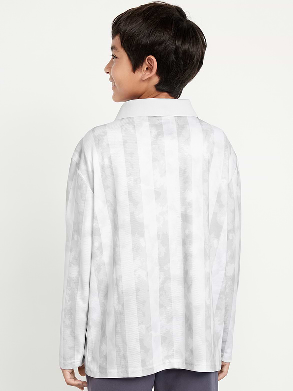 Oversized Long-Sleeve Collared Soccer Top for Boys