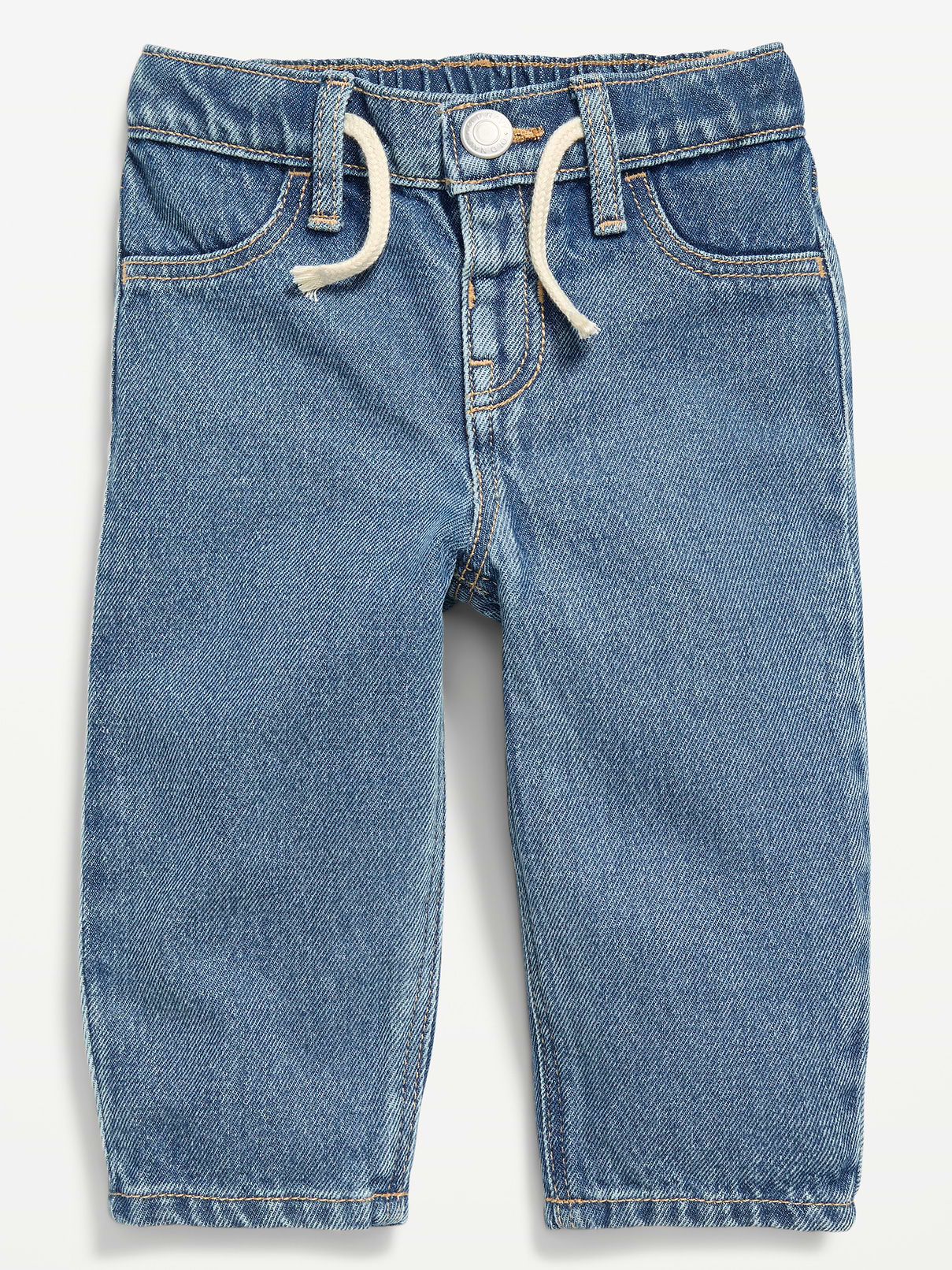 Image number 1 showing, Drawstring Barrel-Leg Jeans for Baby