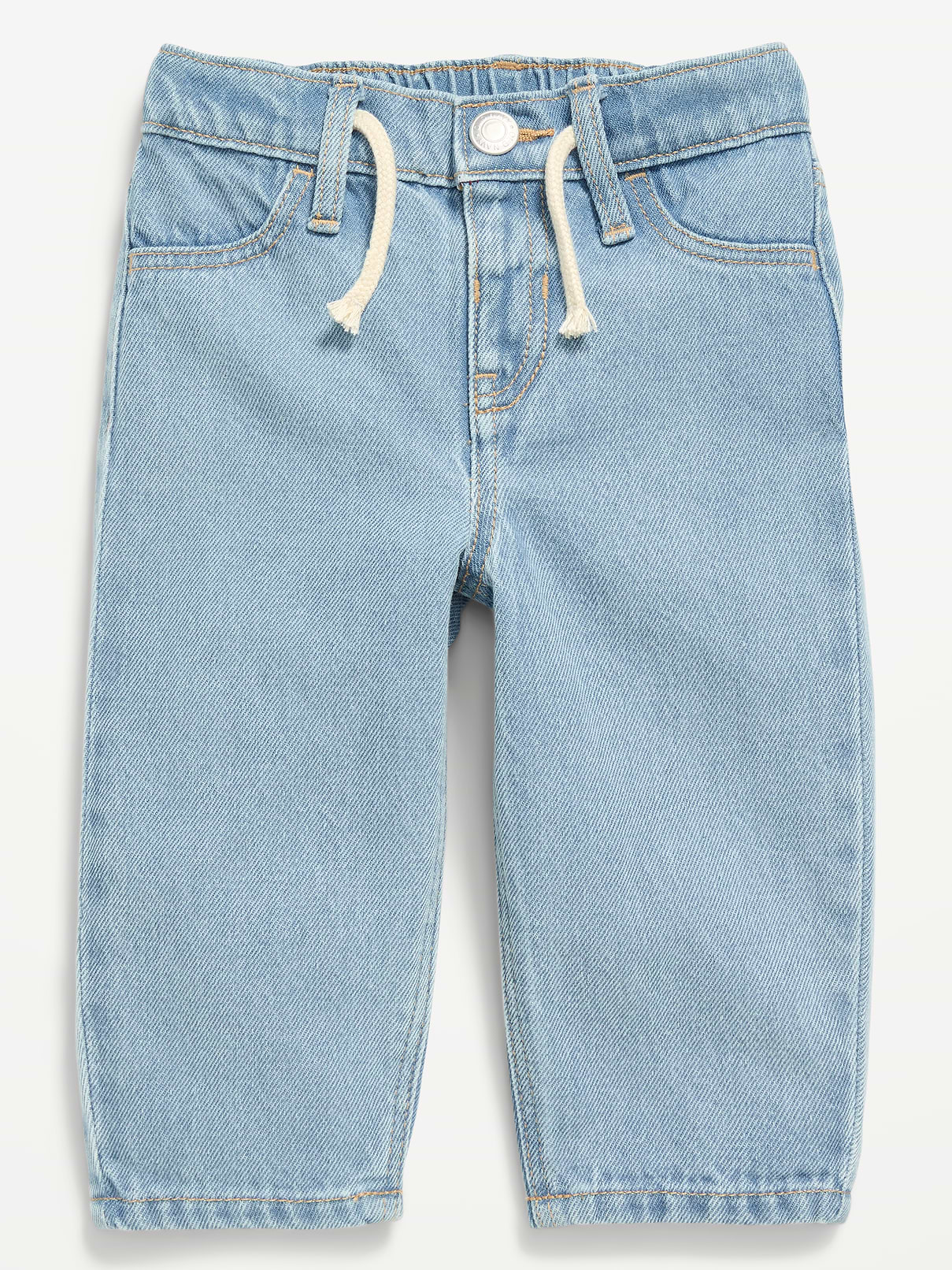 Image number 1 showing, Drawstring Barrel-Leg Jeans for Baby