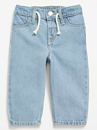 Image number 1 showing, Drawstring Barrel-Leg Jeans for Baby