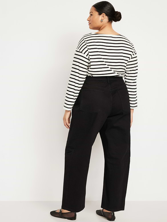 High-Waisted Baggy Barrel Ankle Jeans