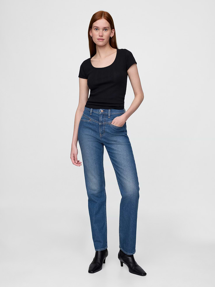 Image number 1 showing, High Rise Western '90s Slim Straight Jeans