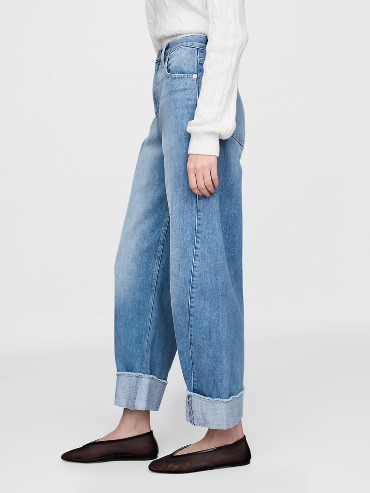 Image number 3 showing, High Rise Cuffed Barrel Jeans