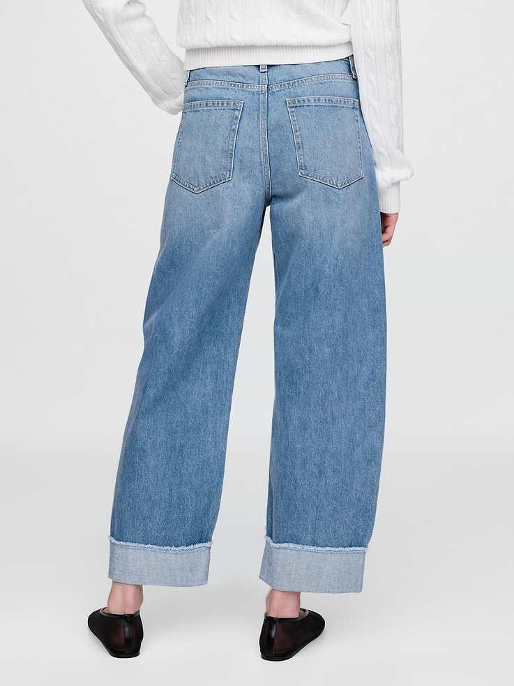 Image number 4 showing, High Rise Cuffed Barrel Jeans