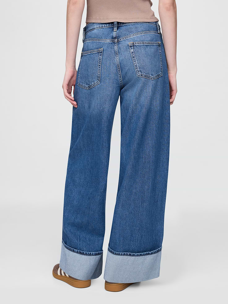 Image number 4 showing, Mid Rise UltraSoft Cuffed Baggy Jeans