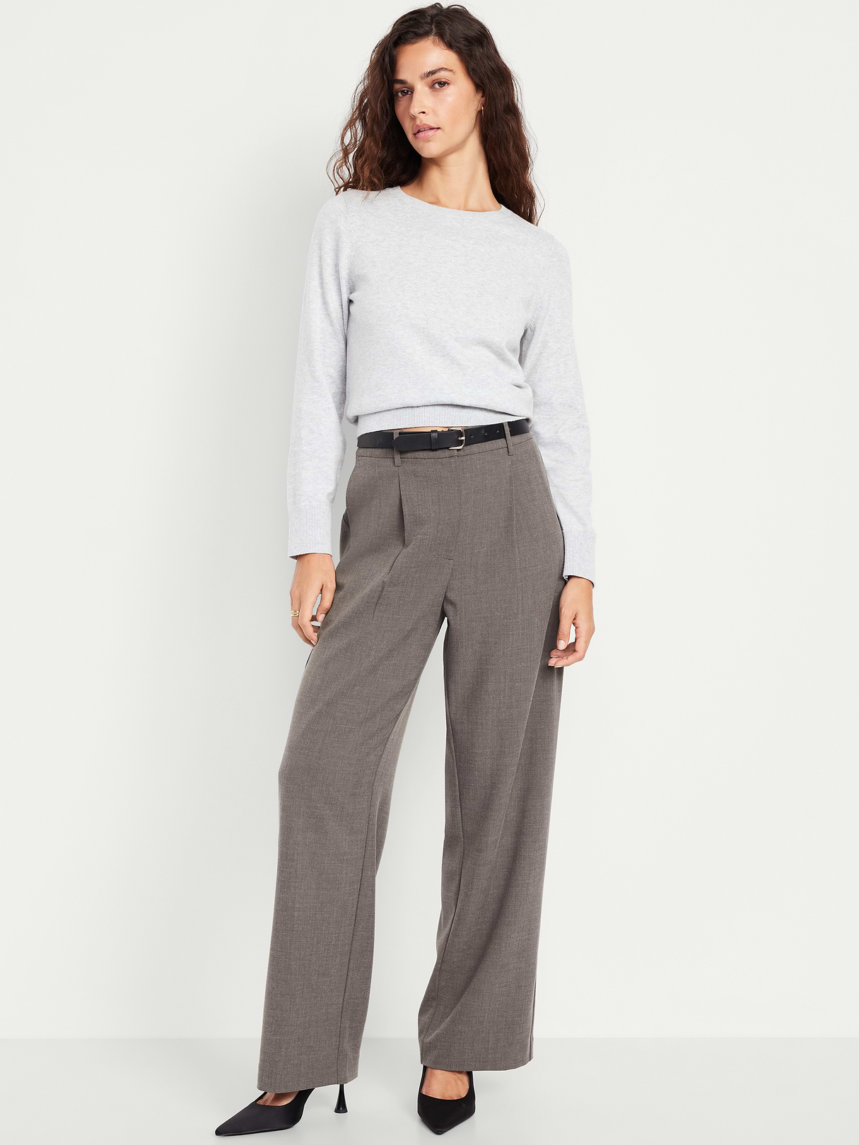 Extra High-Waisted Taylor Wide-Leg Trouser Pants - Dark Gray by Old Navy