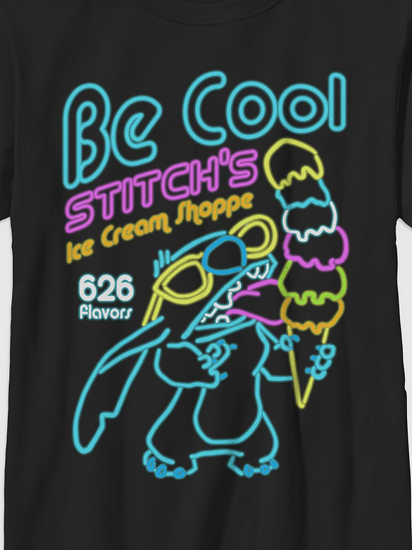 Lilo Stitch Neon Ice Cream Gender-Neutral Graphic T-Shirt for Kids