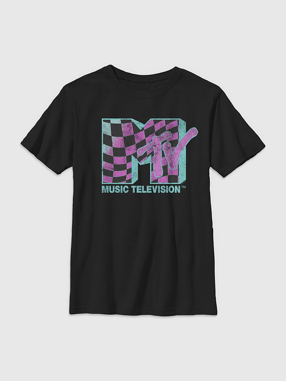 MTV Checkered Gender-Neutral Graphic T-Shirt for Kids