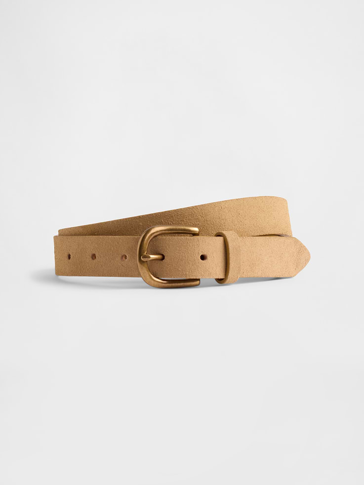 Image 1 of 2, Soft authentic suede leather belt., Metal buckle closure., Product #789161