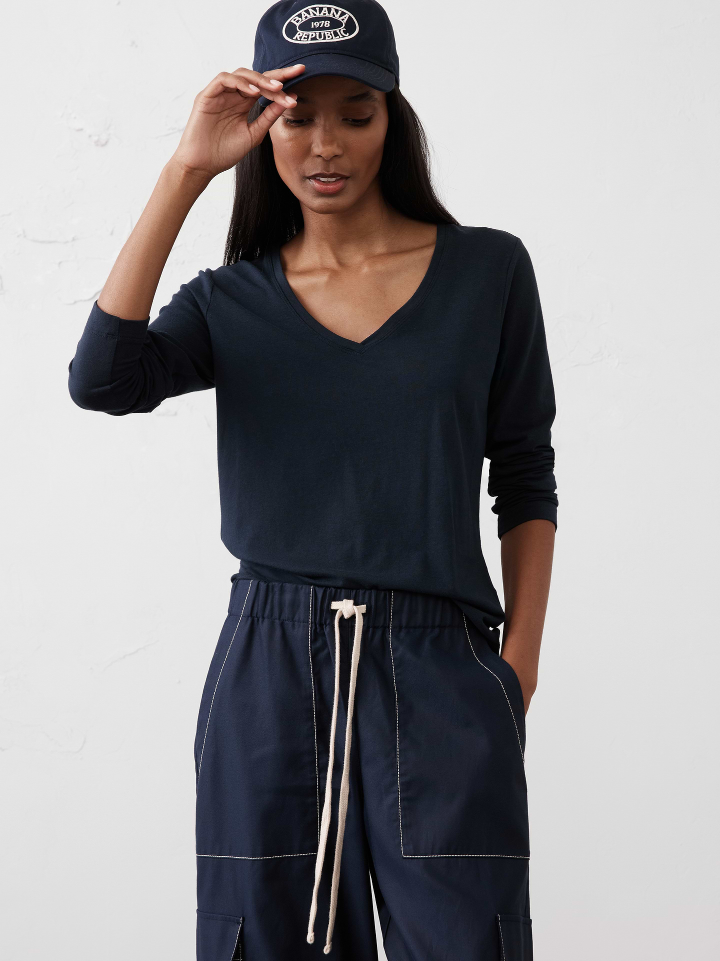 Image number 1 showing, Timeless Long-Sleeve V-Neck T-Shirt